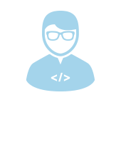 Blue vector image of a software developer